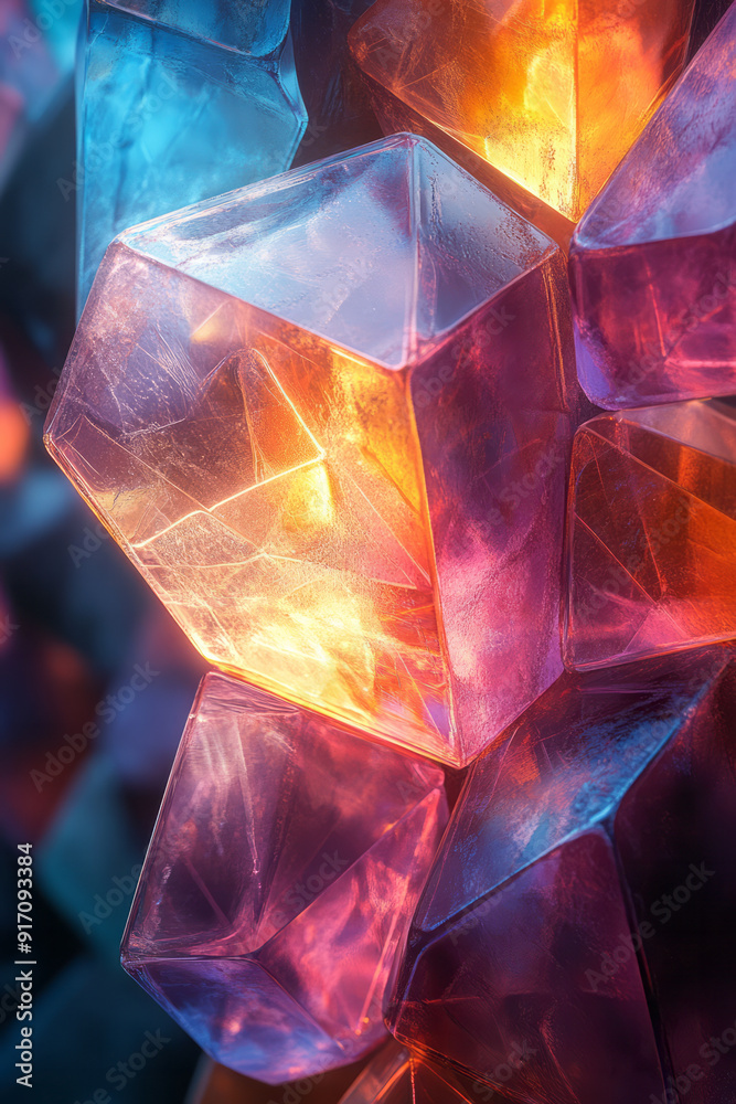 An abstract geometric matrix with interlocking polygons in vibrant, contrasting colors, An abstract geometric matrix with interlocking polygons in vibrant, contrasting colors,