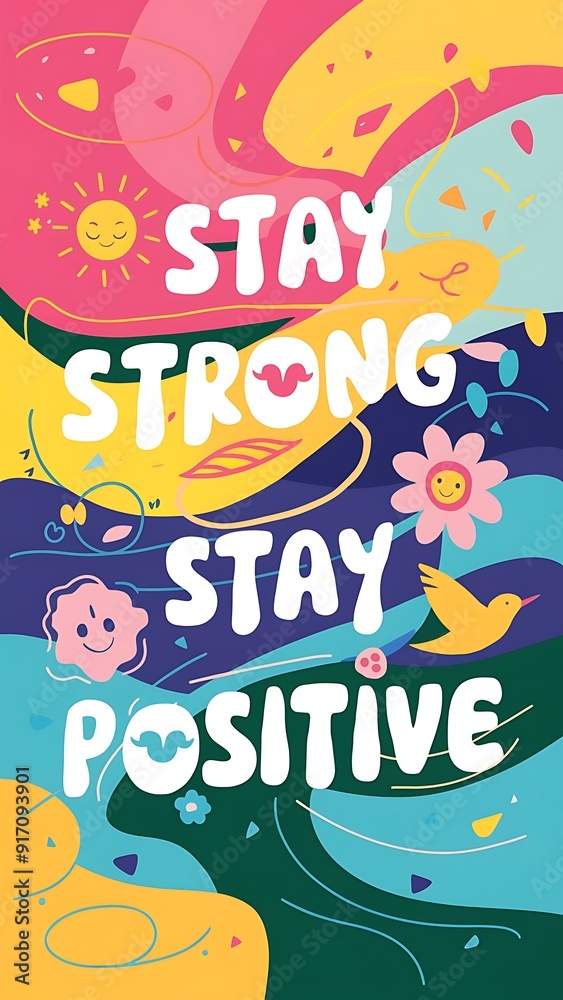 Stay strong, stay positive colorful background and text (T-shirt Design Motivational Quote, Illustration ,Typography) Stay strong, stay positive colorful background and text (T-shirt Design Motivational Quote, Illustration ,Typography)