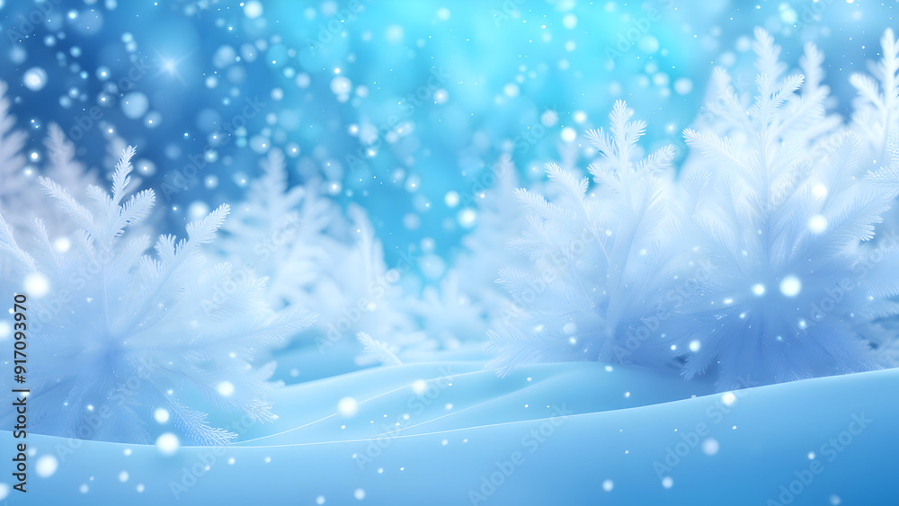 A serene winter landscape featuring snow-covered trees, delicate snowflakes falling from the sky, and a festive holiday atmosphere with a touch of Christmas magic A serene winter landscape featuring snow-covered trees, delicate snowflakes falling from the sky, and a festive holiday atmosphere with a touch of Christmas magic