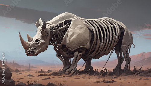 rhino skeleton in the badlands