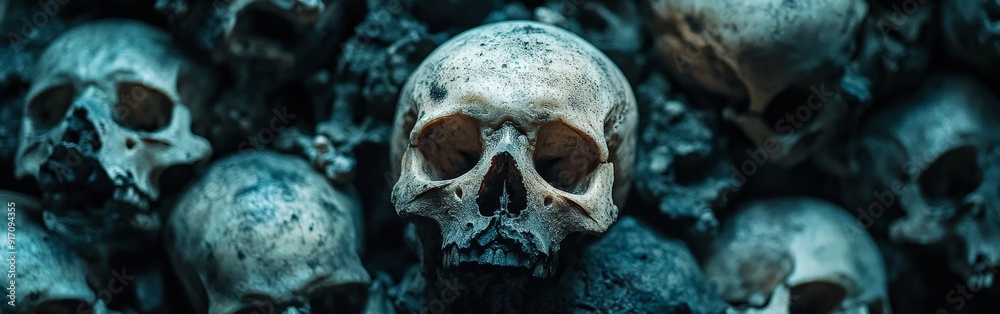 Obraz premium Dark Pile of Skulls Horrifying Scene