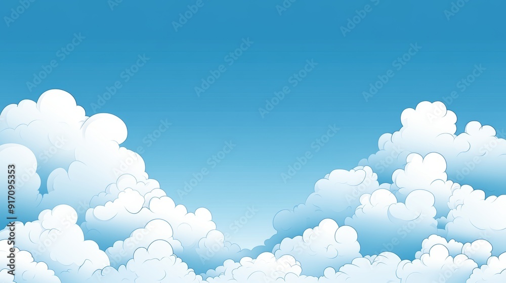 Bright blue sky filled with fluffy white clouds, creating a serene and peaceful atmosphere ideal for backgrounds or designs. Bright blue sky filled with fluffy white clouds, creating a serene and peaceful atmosphere ideal for backgrounds or designs.