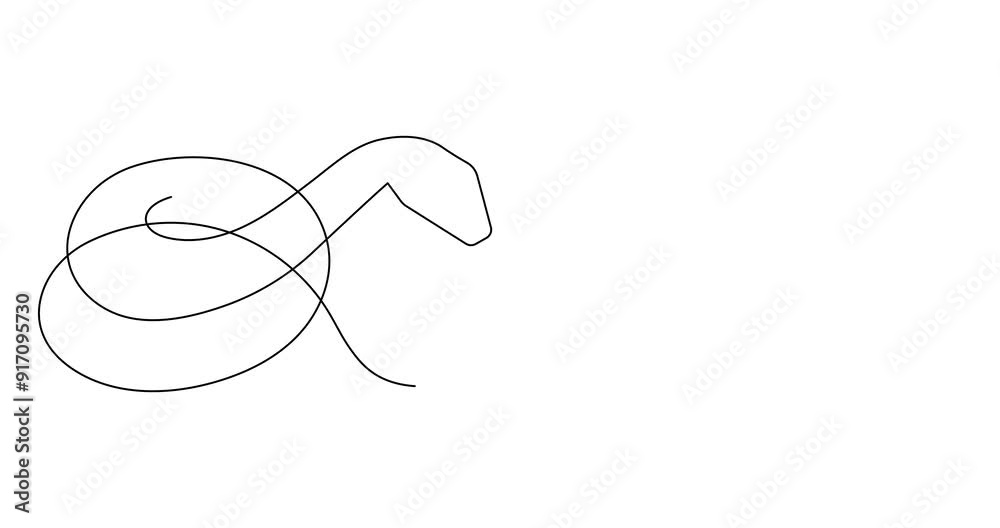 2025 year of snake one line art animation,hand drawn drawing contour motion.Holiday concept,festive New year chinese astrological horoscope,poisonous reptile serpent outline video.4k movie