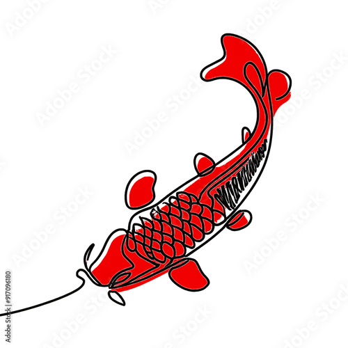 Koi fish line art