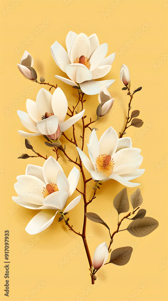 Magnolia bouquet on background illustration Magnolia bouquet on background illustration