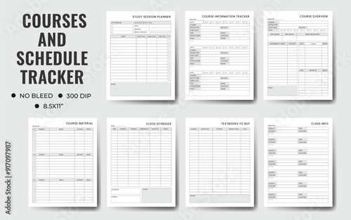 Course And Schedule Tracker. Study Planner, School, Collage, High School And Semester Planner.