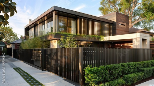 terrace house with modern fence