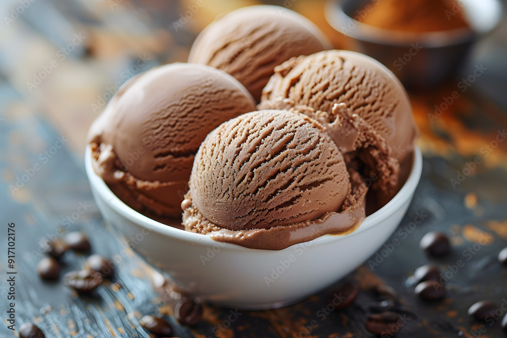 Coffee Ice Cream in a White Bowl Coffee Ice Cream in a White Bowl