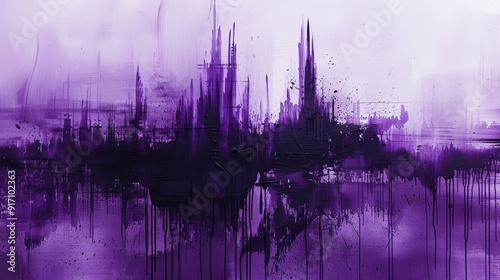 Abstract painting with a focus on purple hues and dripping paint effects photo