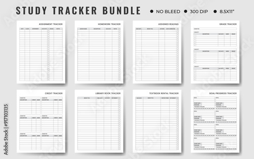 Study Tracker Bundle. Study Planner, School, Collage, High School And Semester Planner.