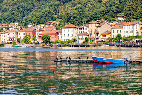 Lugano lake in north Italy and italian switherland in lombardia