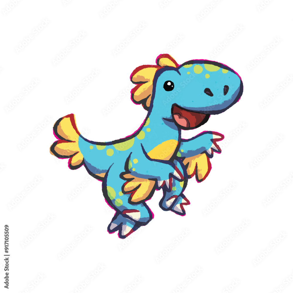 Fototapeta premium cute cartoon velociraptor dinosaur vector illustration for children