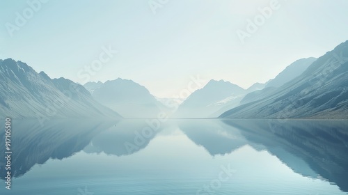 lake view surrounded by beautiful mountains. poster, wallpaper, travel