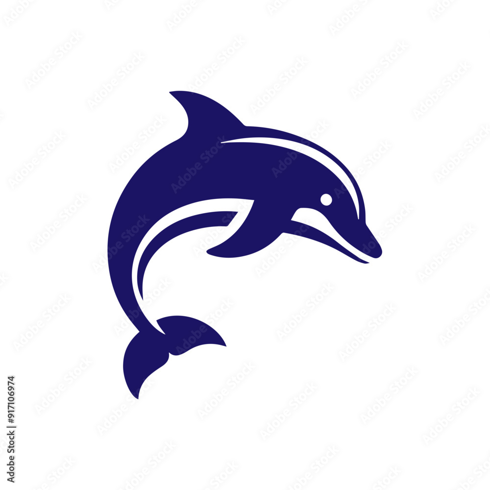 Fototapeta premium Dolphin jumping vector flat design