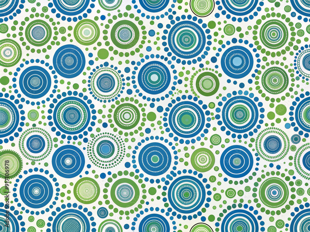 Seamless vector pattern featuring circles with a floral touch and vintage gear design elements Seamless vector pattern featuring circles with a floral touch and vintage gear design elements