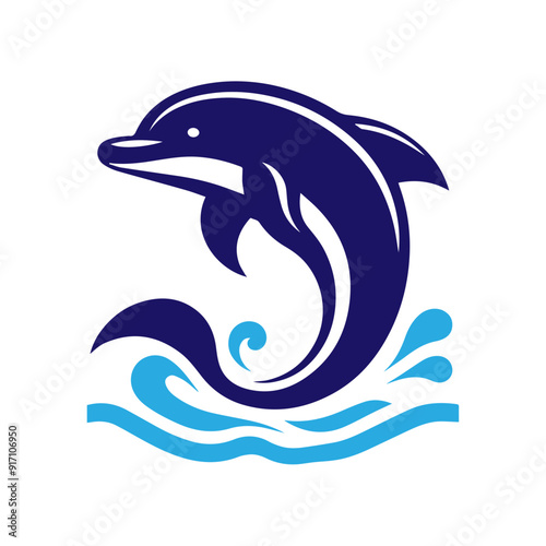 Dolphin jumping vector flat design