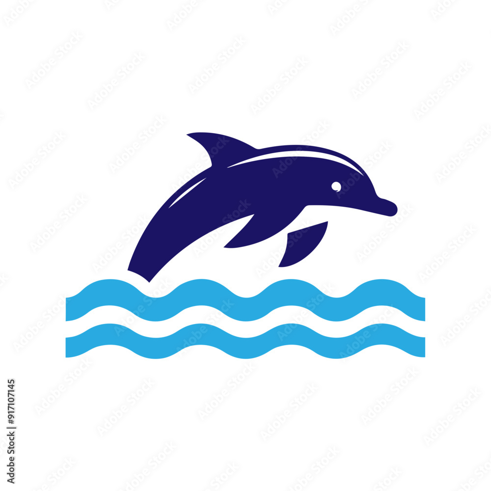 Obraz premium Dolphin jumping vector flat design