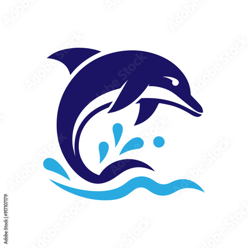 Dolphin jumping vector flat design