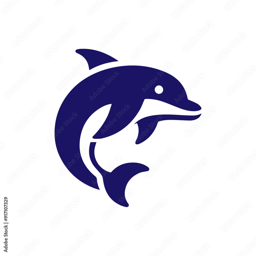 Fototapeta premium Dolphin jumping vector flat design