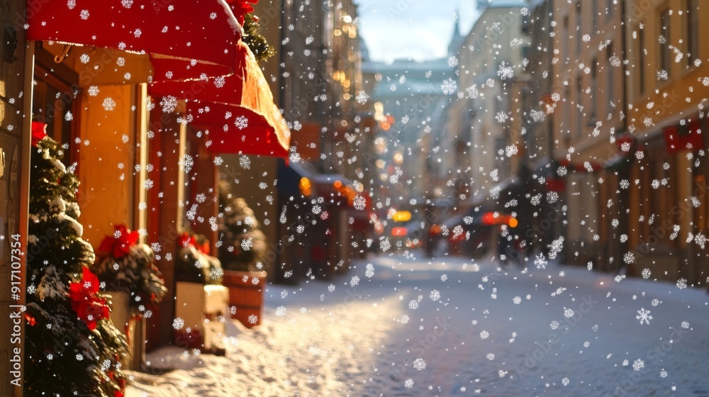 New Year's bright background Winter Christmas and New Year's lights bokeh night city. Festive winter streets New Year's bright background Winter Christmas and New Year's lights bokeh night city. Festive winter streets