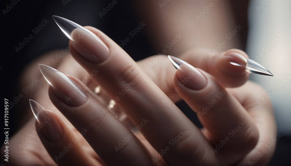 A hand with long pointed nails with Baroque style A hand with long pointed nails with Baroque style