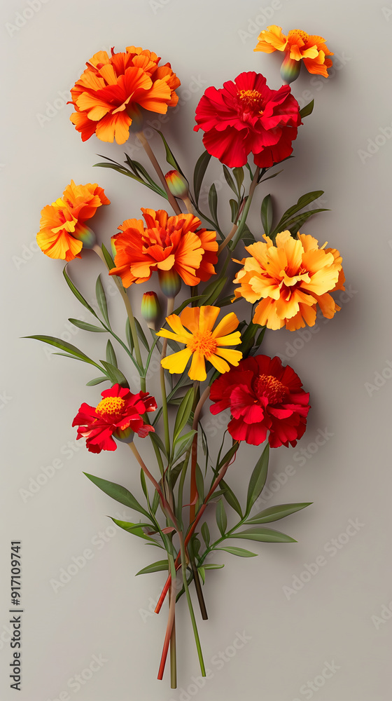 Fototapeta premium Marigold bouquet on background illustration
