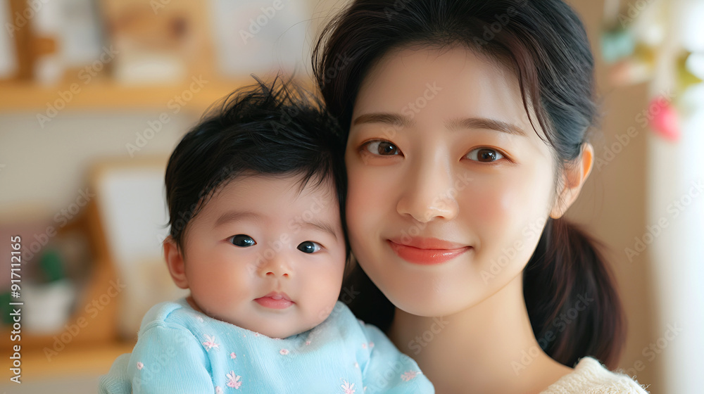 Loving Asian mother carrying of her newborn baby at home. Mother and child having fun together. Motherhood, maternity, childcare, mother's day concept. Loving Asian mother carrying of her newborn baby at home. Mother and child having fun together. Motherhood, maternity, childcare, mother's day concept.