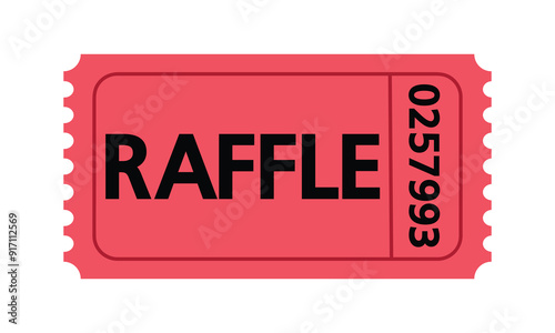 Red raffle ticket icon. Vector image isolated on white background. photo