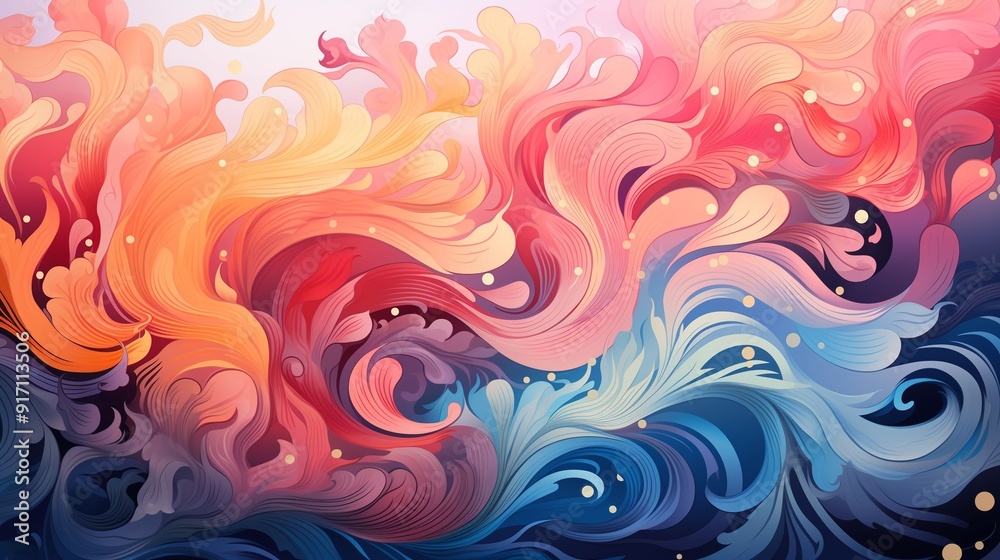 Colorful Abstract Flowing Shapes in Red, Blue, and Yellow Hues Colorful Abstract Flowing Shapes in Red, Blue, and Yellow Hues