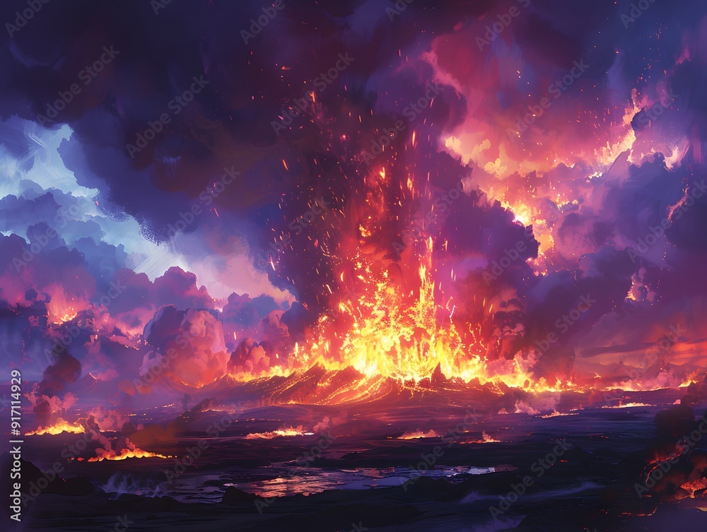 Volcanic Eruption with Dramatic Sky. Volcanic Eruption with Dramatic Sky.