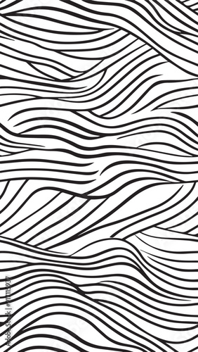 Black and White Background for vertical social media featuring wavy lines in abstract and animal print style. Modern monochrome print in a seamless pattern design, create a repetitive pattern.