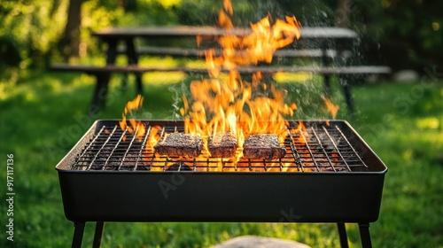 Delicious Grilled Food on a Backyard Grill photo