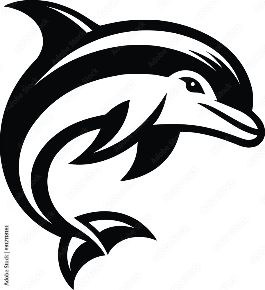 Naklejka premium Dolphin silhouette vector design template