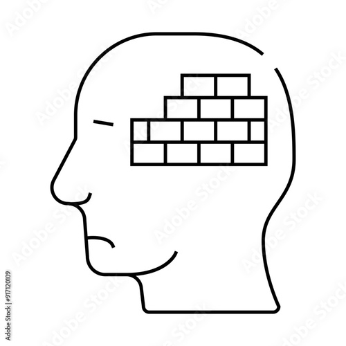 wall neurosis problem line icon vector. wall neurosis problem sign. isolated contour symbol black illustration