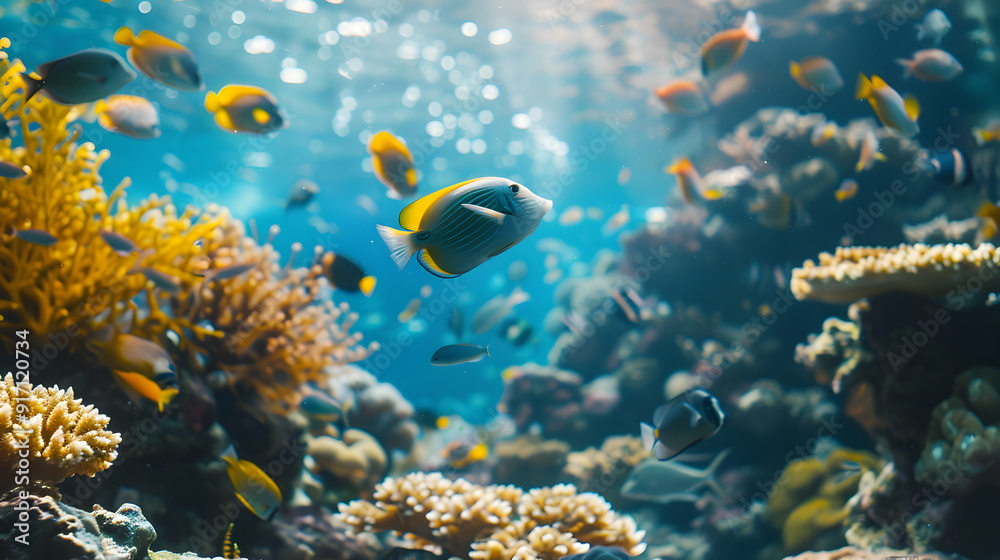 Naklejka premium : Marine_background_showcasing_a_liv background illustratio