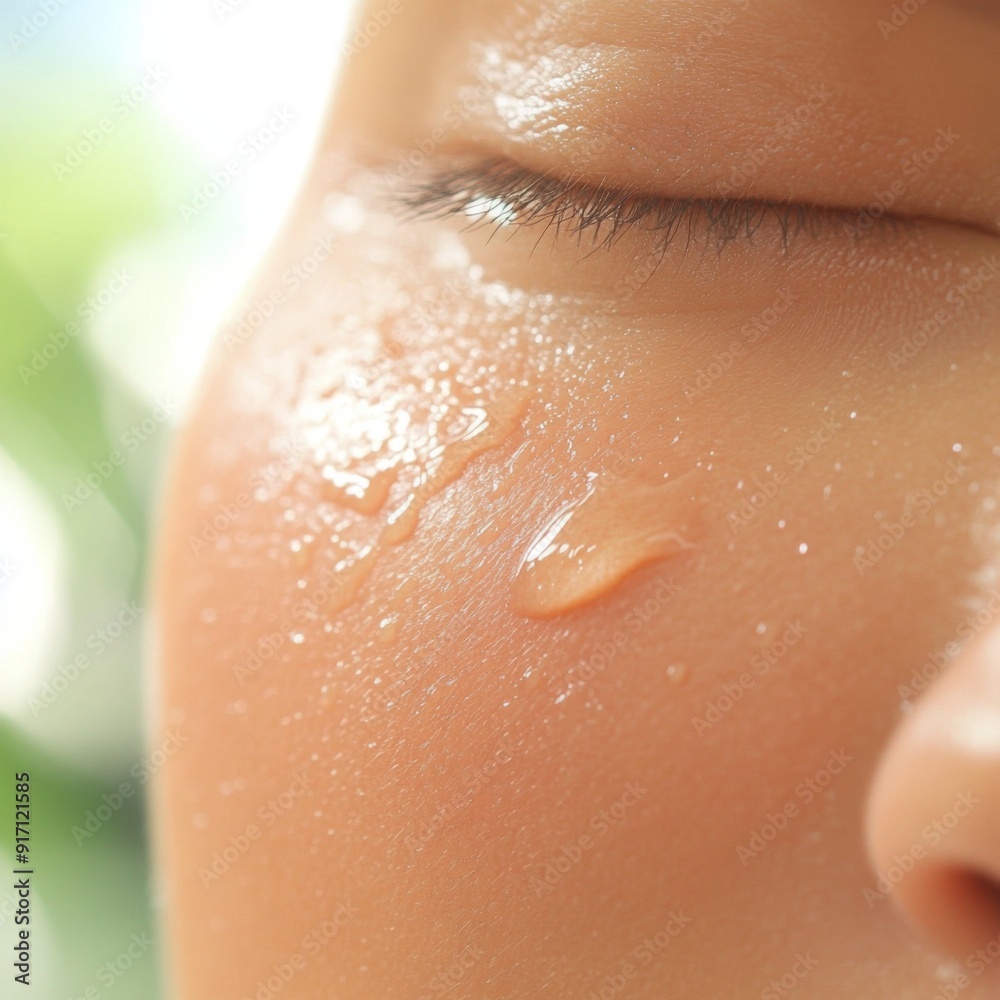 Fototapeta premium Glamour in Every Drop: A Close-Up of a Woman's Shoulder with Delicate Water Droplets, Showcasing Supple and Hydrated Skin for Beauty Ads and 4K Wallpapers