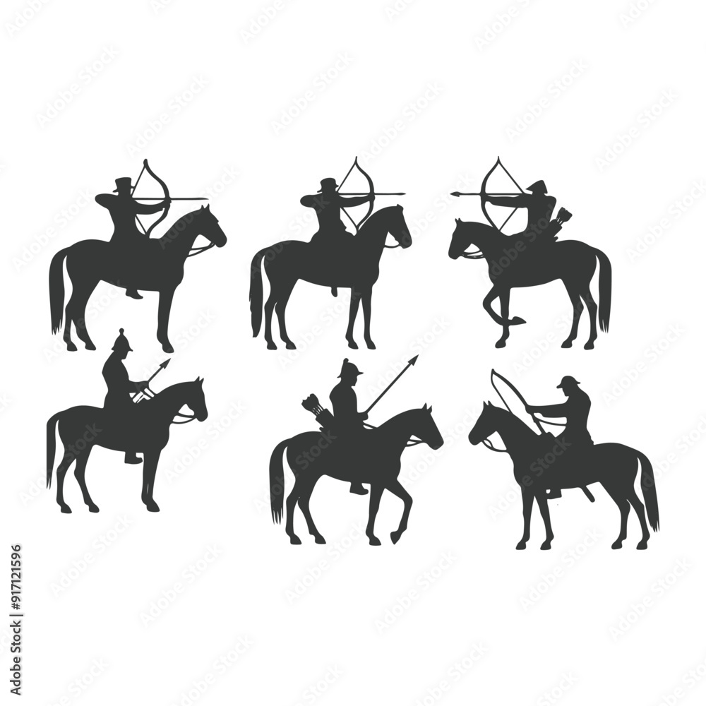 set of silhouettes of archery athletes with different poses, gestures. isolated on white background. vector illustration, silhouette of a archer , vector draw set of silhouettes of archery athletes with different poses, gestures. isolated on white background. vector illustration, silhouette of a archer , vector draw