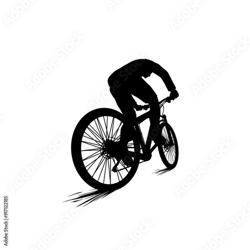 cyclist silhouette rear view vector,  biker silhouette