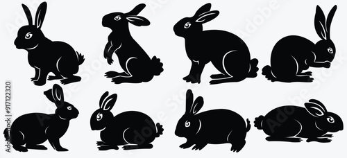 Rabbit silhouettes vector