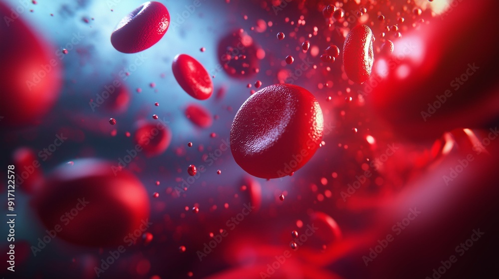 Red blood cells flowing through the bloodstream. Red blood cells flowing through the bloodstream.