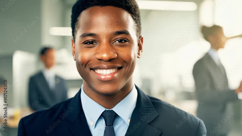 A man smiling confidently in a professional environment. A man smiling confidently in a professional environment.