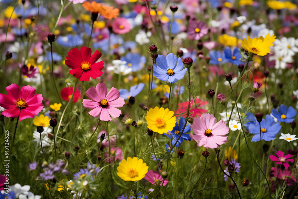 Meadow with Wildflowers background illustration Meadow with Wildflowers background illustration
