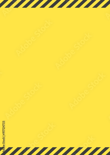 黄色の背景に黒のストライプのシンプルな縦長のフレーム - 防災･警告･危険のイメージ- A判比率
