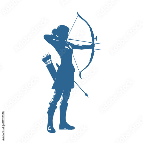 set of silhouettes of archery athletes with different poses, gestures. isolated on white background. vector illustration, silhouette of a archer , vector draw