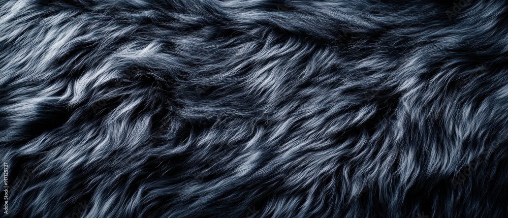 Fototapeta premium Black Fur Animal Texture Background Wool Creative Concept Design Copy Space Nature Art Banner Flyer Poster Close Up Illustration Modern