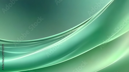 Elegant Green Gradient Background with Fluid Curves and Waves, Evoking a Sense of Luxury and Depth for High-End Graphic Design Applications