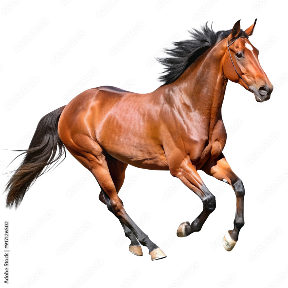 Obraz premium running brown horse isolated on transparent background cutout