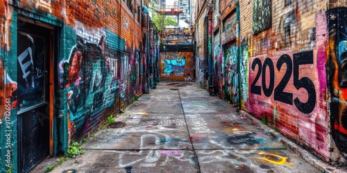 Stunning Graffiti Alleyway Featuring Vibrant Street Art and 2025 Murals in Urban Setting