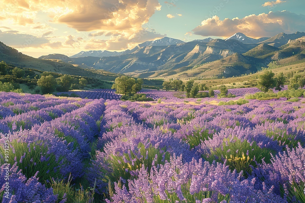 Fototapeta premium Vast lavender field purple flower UHD wallpaper