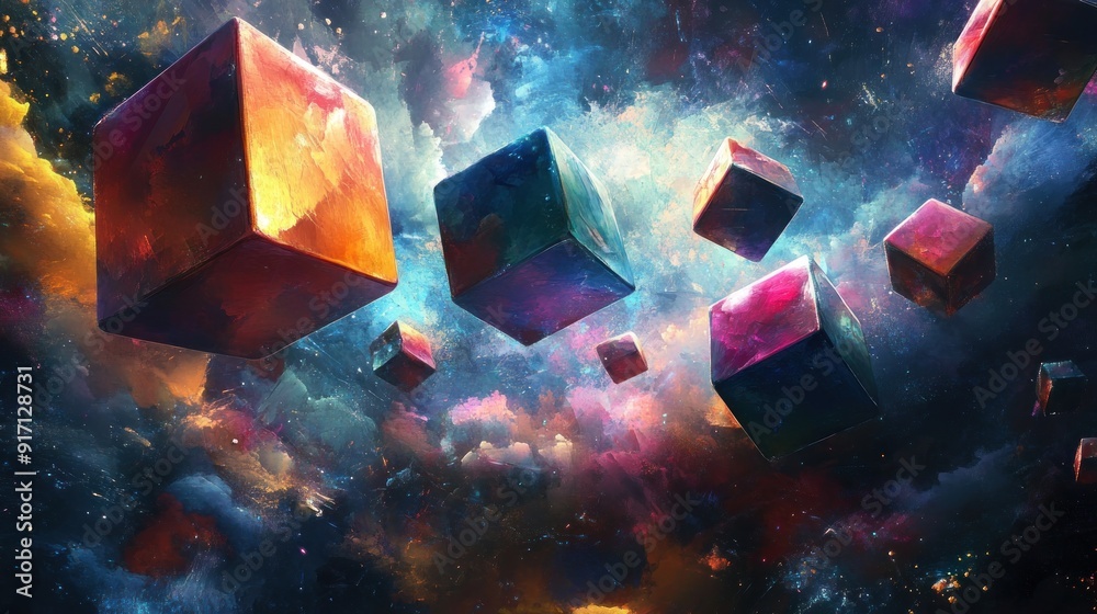 Abstract Cubes Floating In Space Abstract Cubes Floating In Space